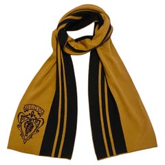 2000 Gucci Large Stripe Beige Black Logo Wool Scarf (écharpe en laine à larges rayures, beige et noir)