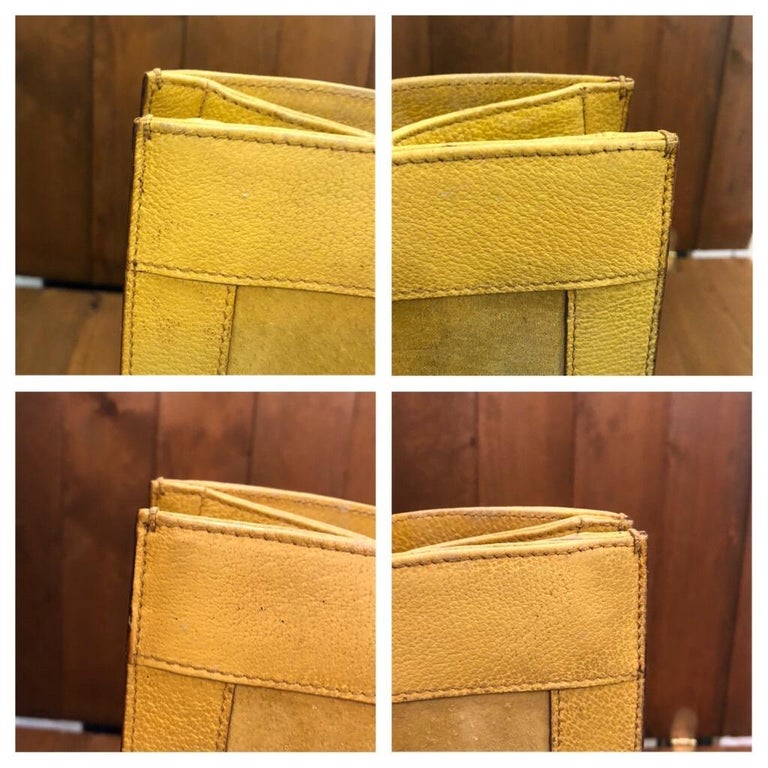 1990s Vintage GUCCI Yellow Suede Leather Bamboo Tote Gucci Diana Tote  (Large)
