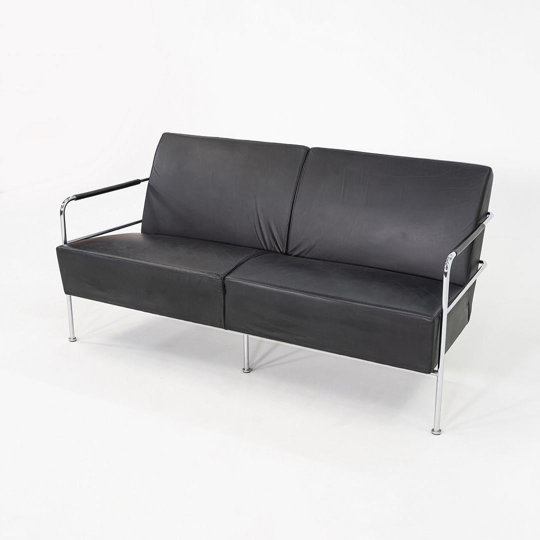 Suédois 1990 Gunilla Allard for Lammhults Cinema Sofa / Loveseat en cuir noir en vente
