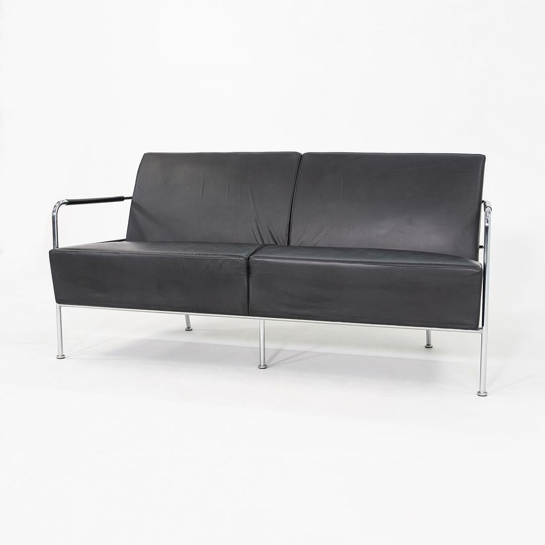 1990 Gunilla Allard for Lammhults Cinema Sofa / Loveseat en cuir noir Bon état - En vente à Philadelphia, PA