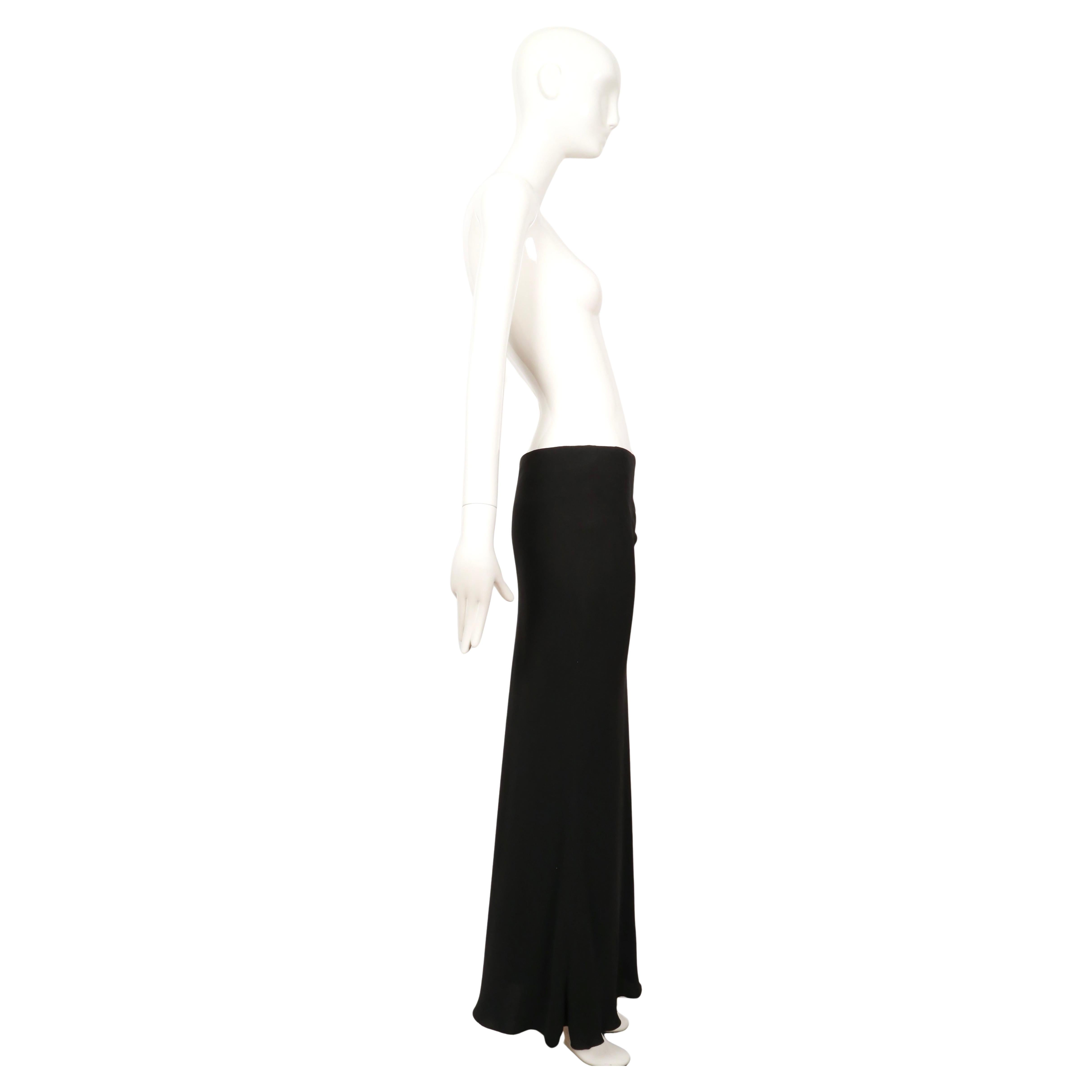 Women's 1990's GUY LAROCHE black floor length bias cut skirt with ruched low waist For Sale