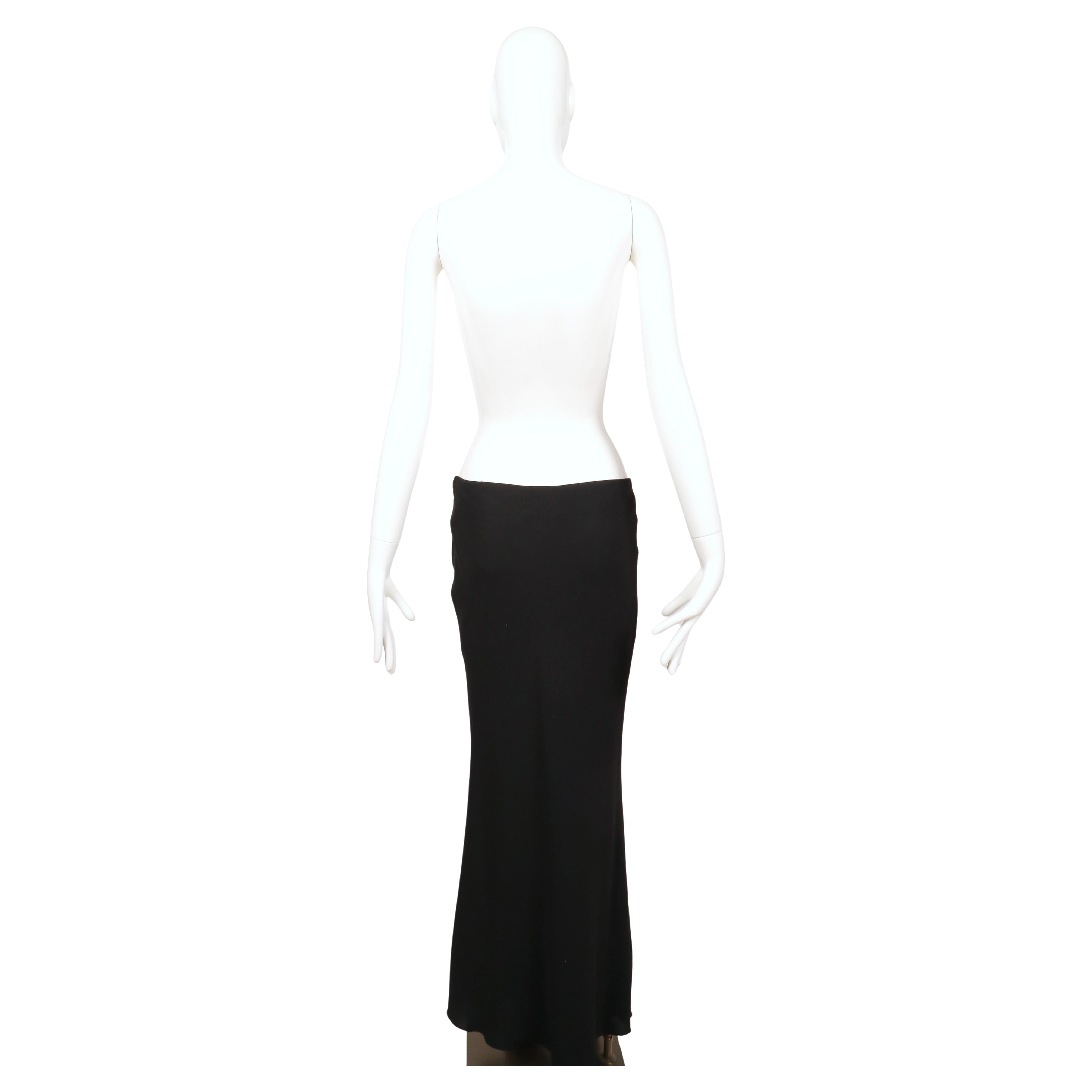 1990's GUY LAROCHE black floor length bias cut skirt with ruched low waist For Sale 2