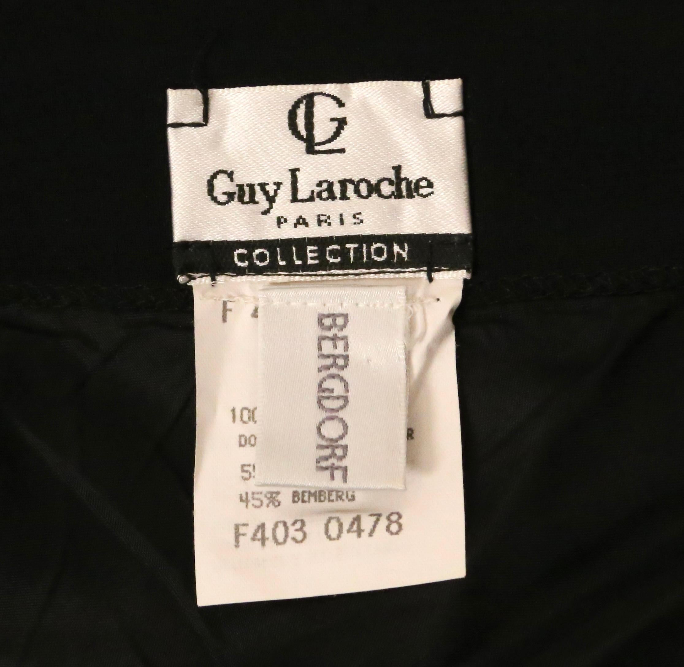 1990's GUY LAROCHE black floor length bias cut skirt with ruched low waist For Sale 3
