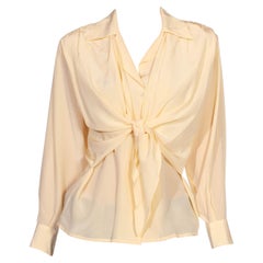 1990S Guy Laroche Butter Yellow Silk Button Up Blouse