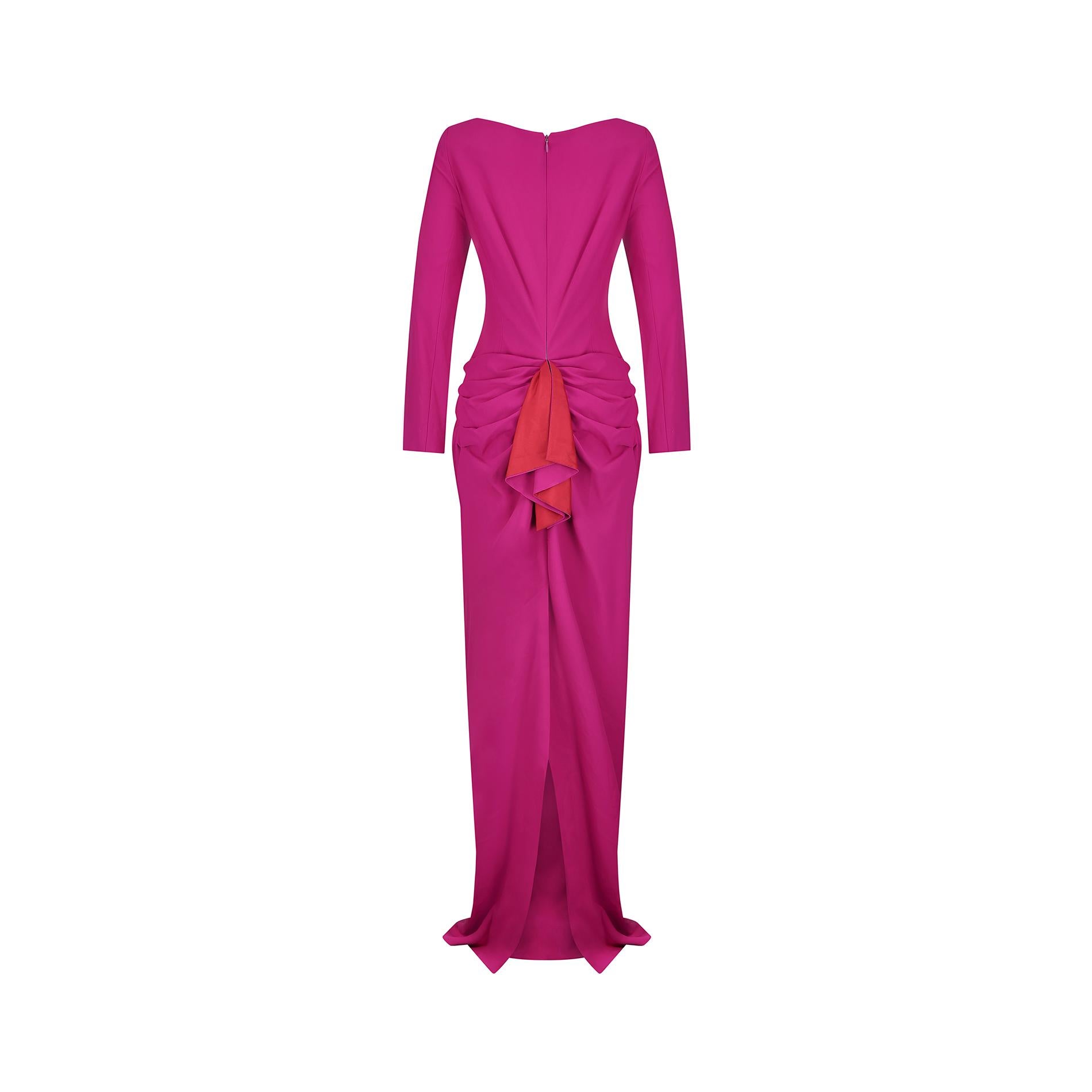 Women's 1990s Guy Laroche Couture Pink Silk Crepe Dress For Sale