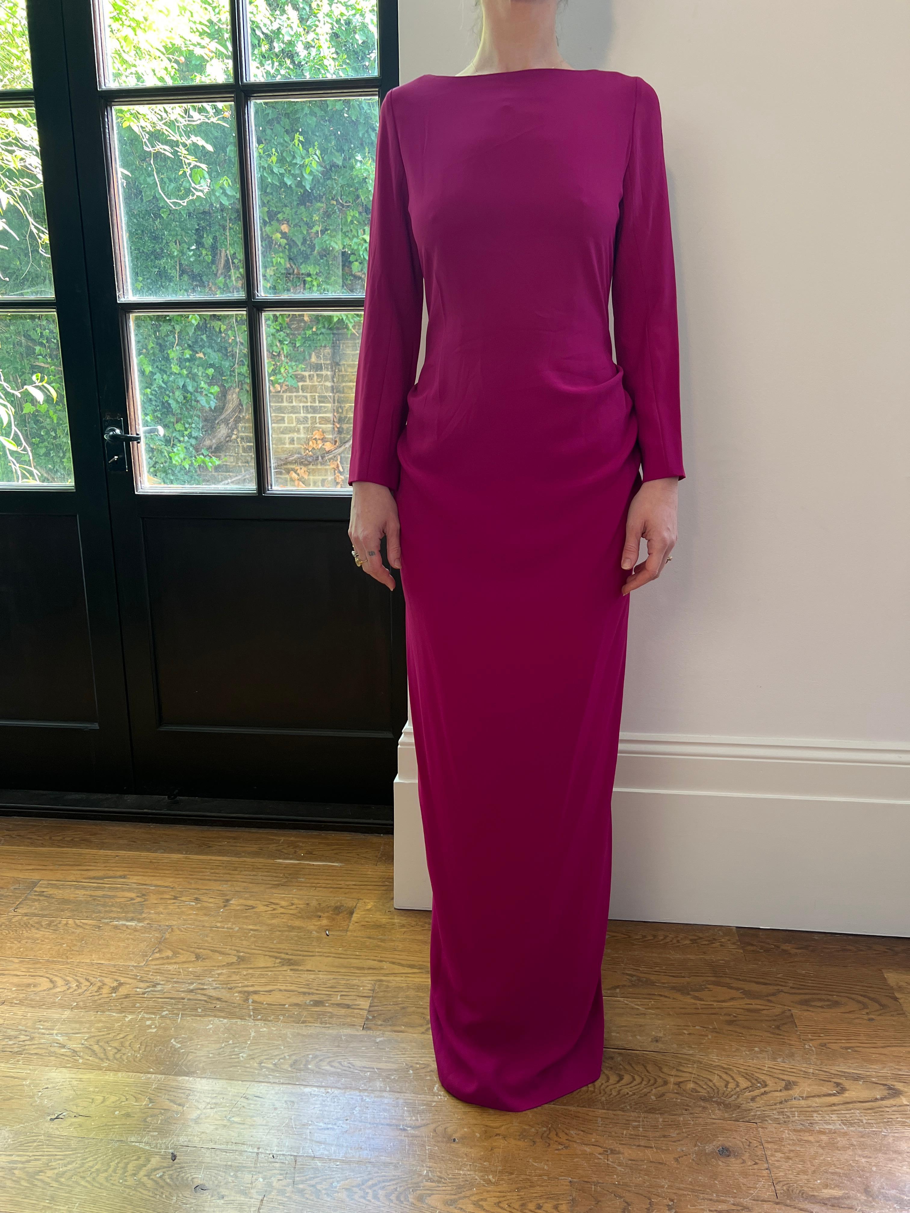 1990s Guy Laroche Couture Pink Silk Crepe Dress For Sale 3