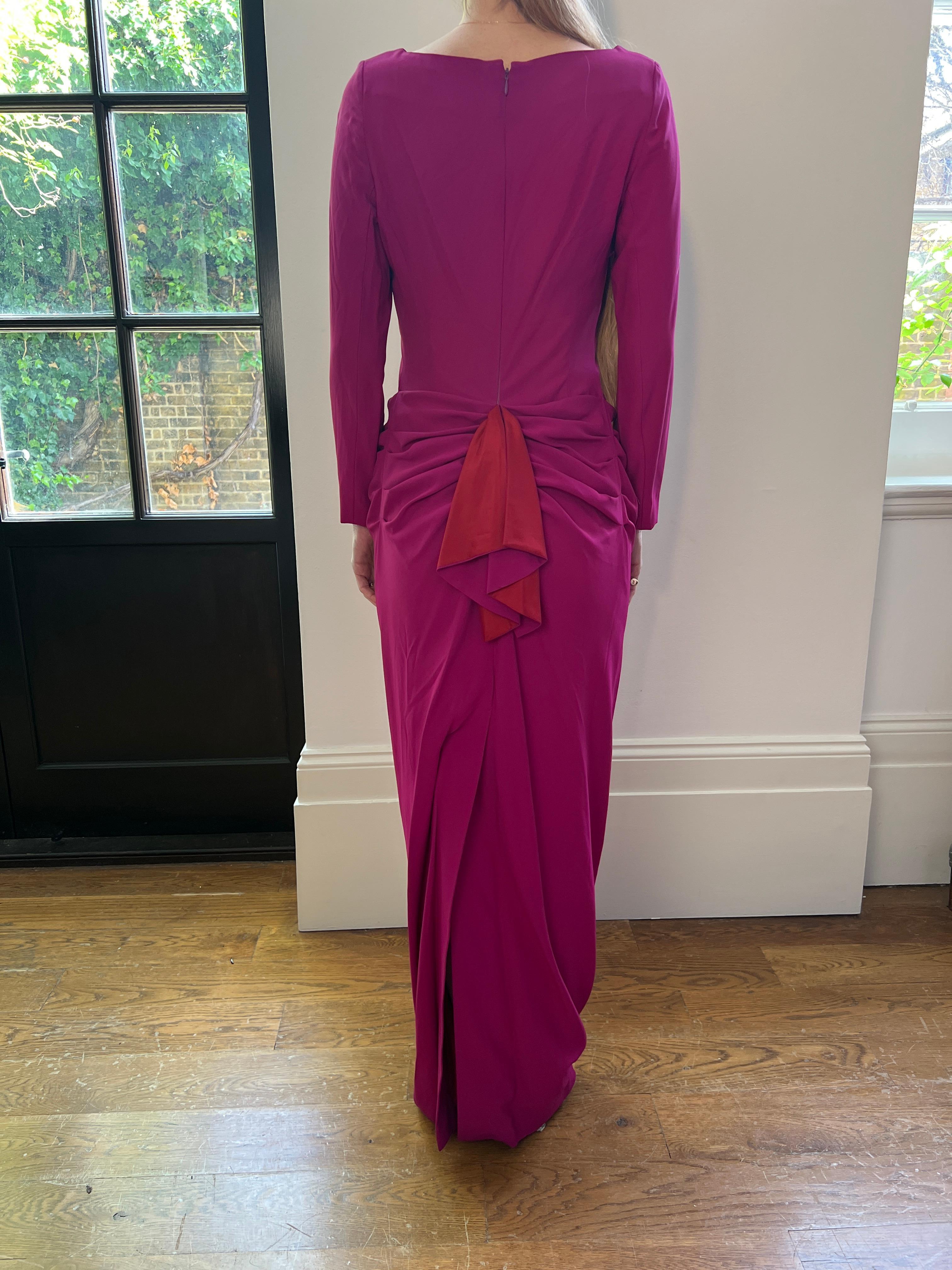 1990s Guy Laroche Couture Pink Silk Crepe Dress For Sale 4