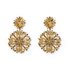1990s Guy Laroche Haute Couture Yellow Crystal Statement Earrings