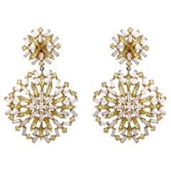 1990s Guy Laroche Haute Couture Yellow Crystal Statement Earrings