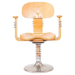 1990s Haim Eran Gottesman Custom Swivel Desk / Dining Chair, Plywood & Steel