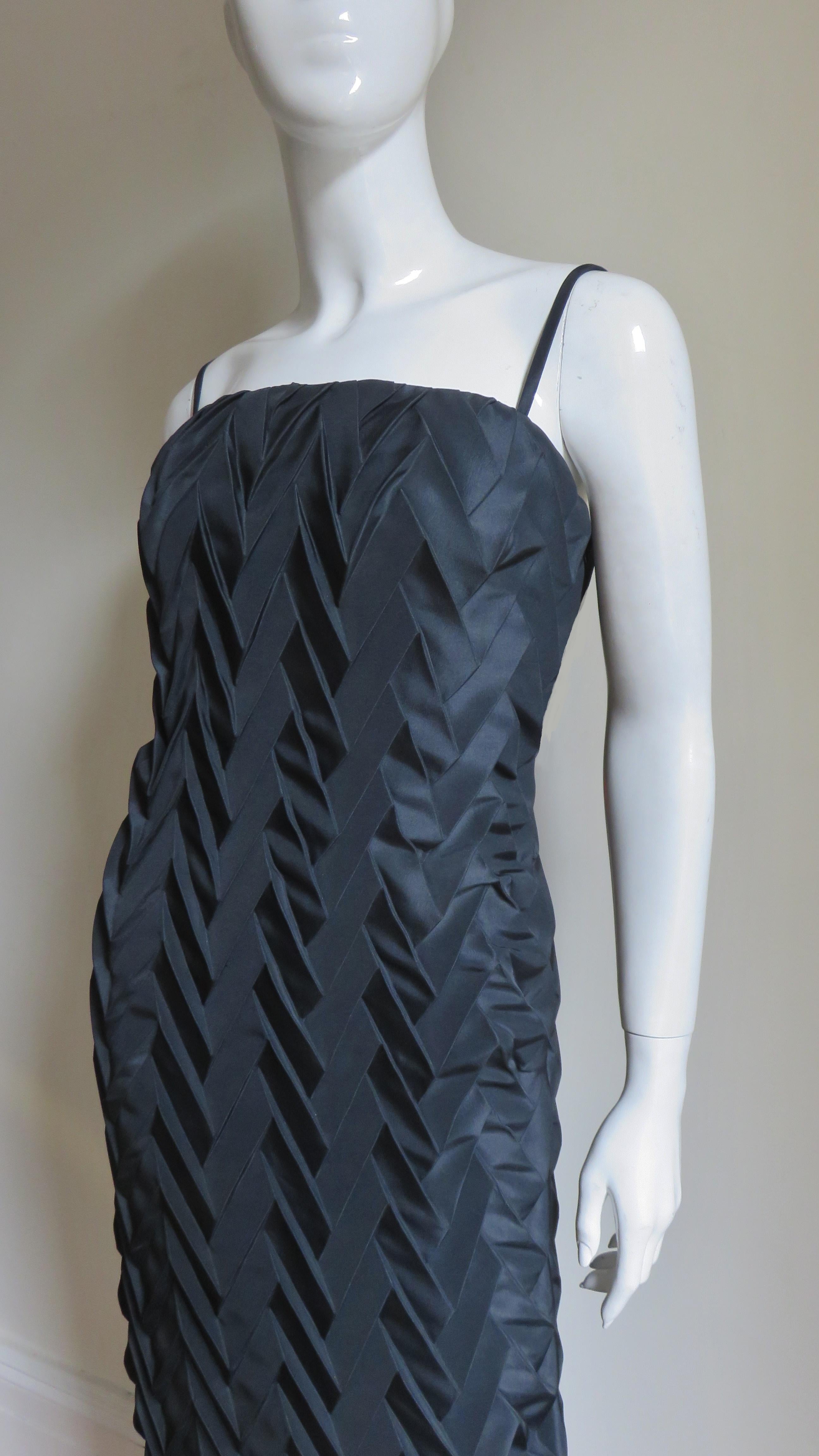 Black Hanae Mori Nouvelle Couture Geometric Silk Slip Dress For Sale