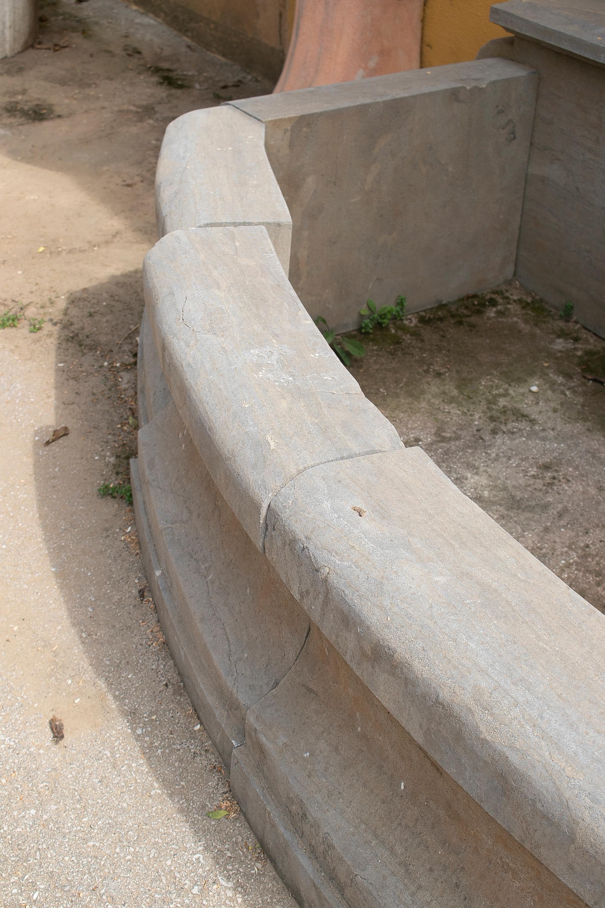 1990s Hand Carved Aged Stone Antique Reproduction Wall Fountain For Sale 4