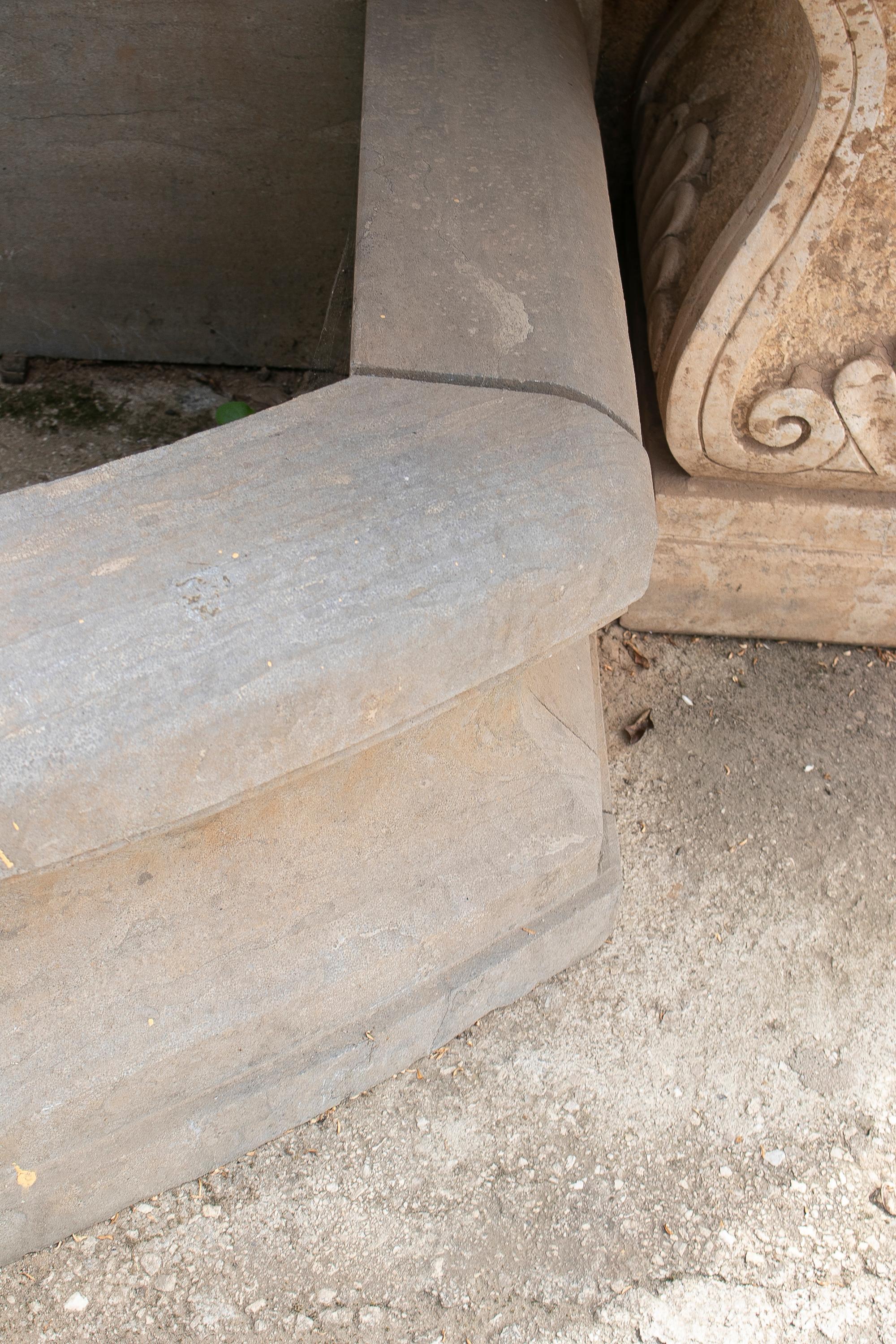 1990s Hand Carved Aged Stone Antique Reproduction Wall Fountain For Sale 5
