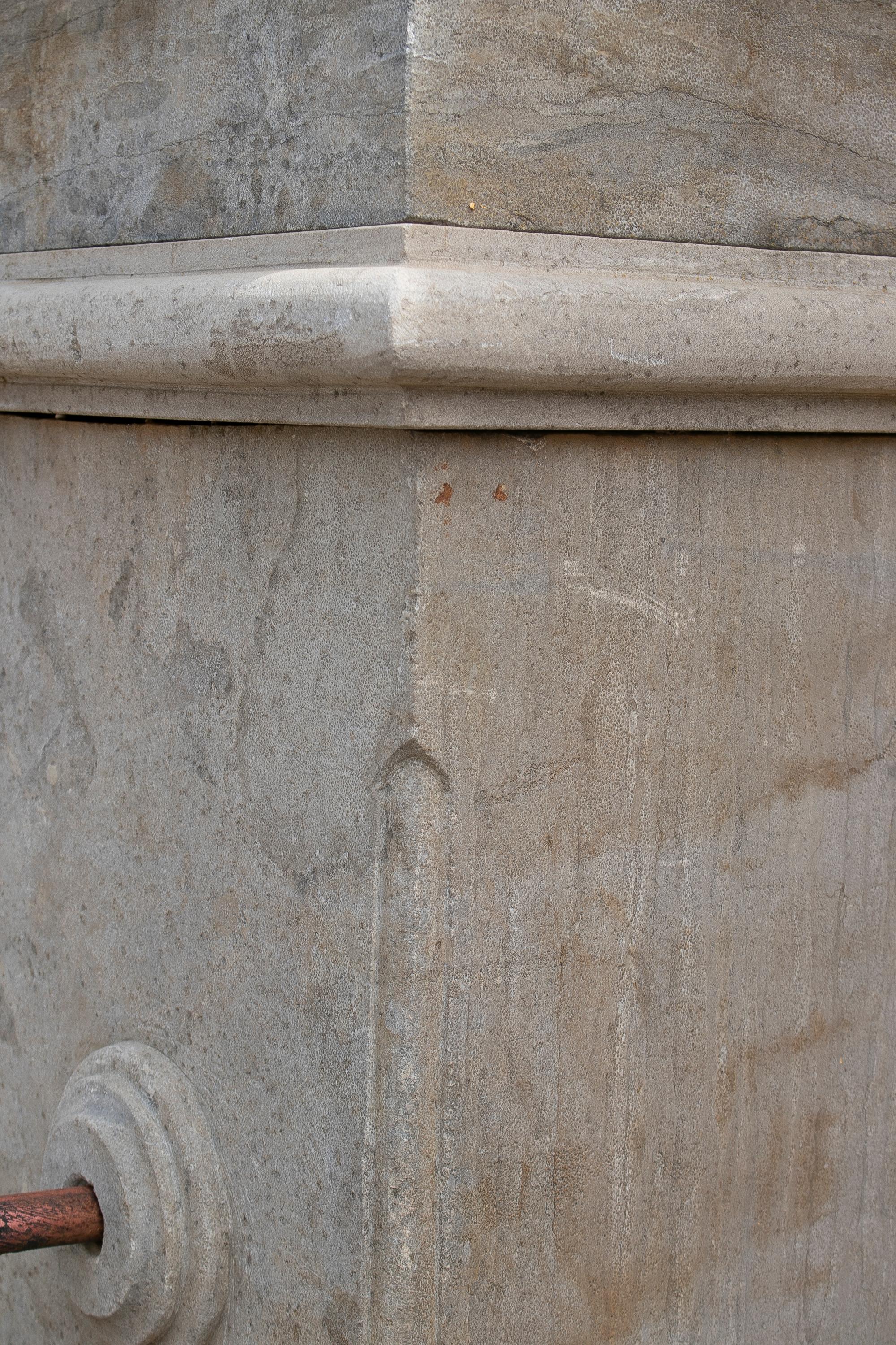 1990s Hand Carved Aged Stone Antique Reproduction Wall Fountain For Sale 6