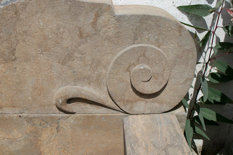 1990s Hand Carved Aged Stone Wall Faountain For Sale at 1stDibs