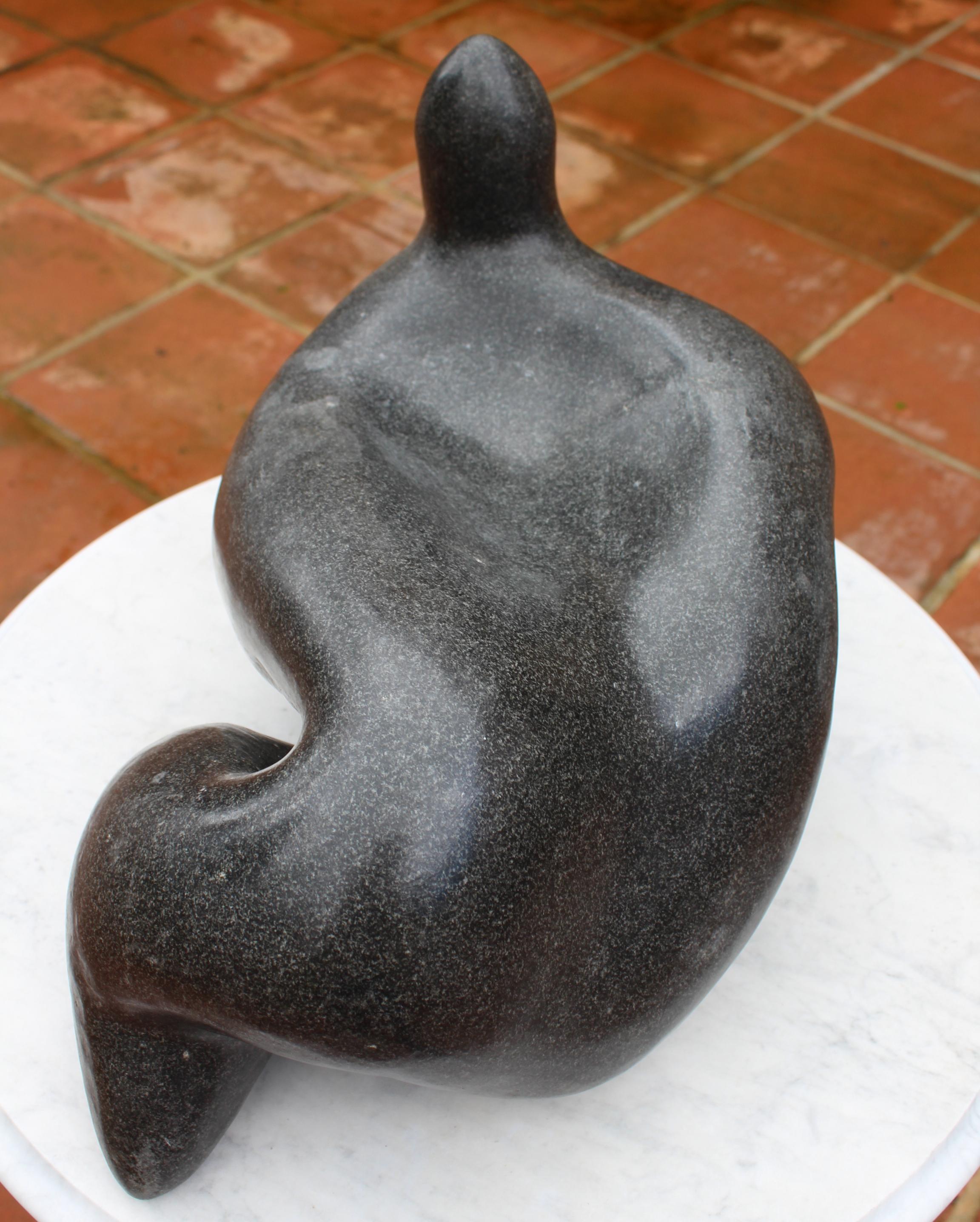 1990s Hand Carved Belgium Black Marble Modern Abstract Sculpture 4