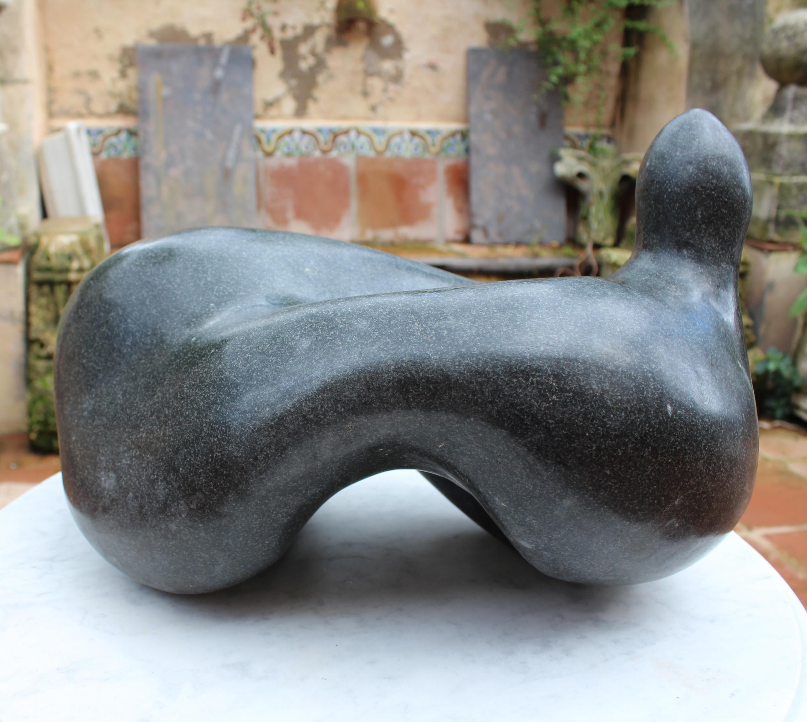Hand-Carved 1990s Hand Carved Belgium Black Marble Modern Abstract Sculpture