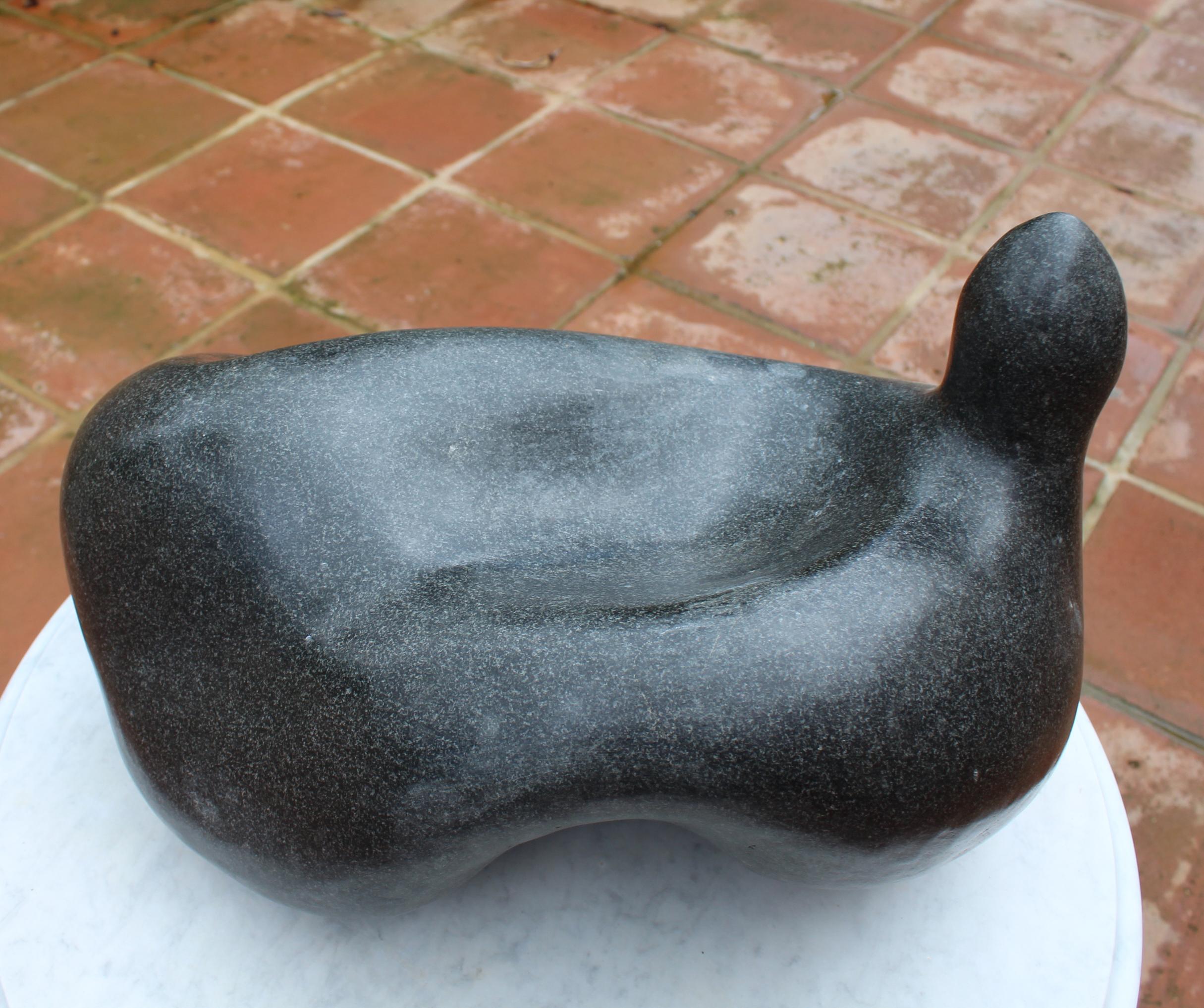 1990s Hand Carved Belgium Black Marble Modern Abstract Sculpture In Good Condition In Marbella, ES