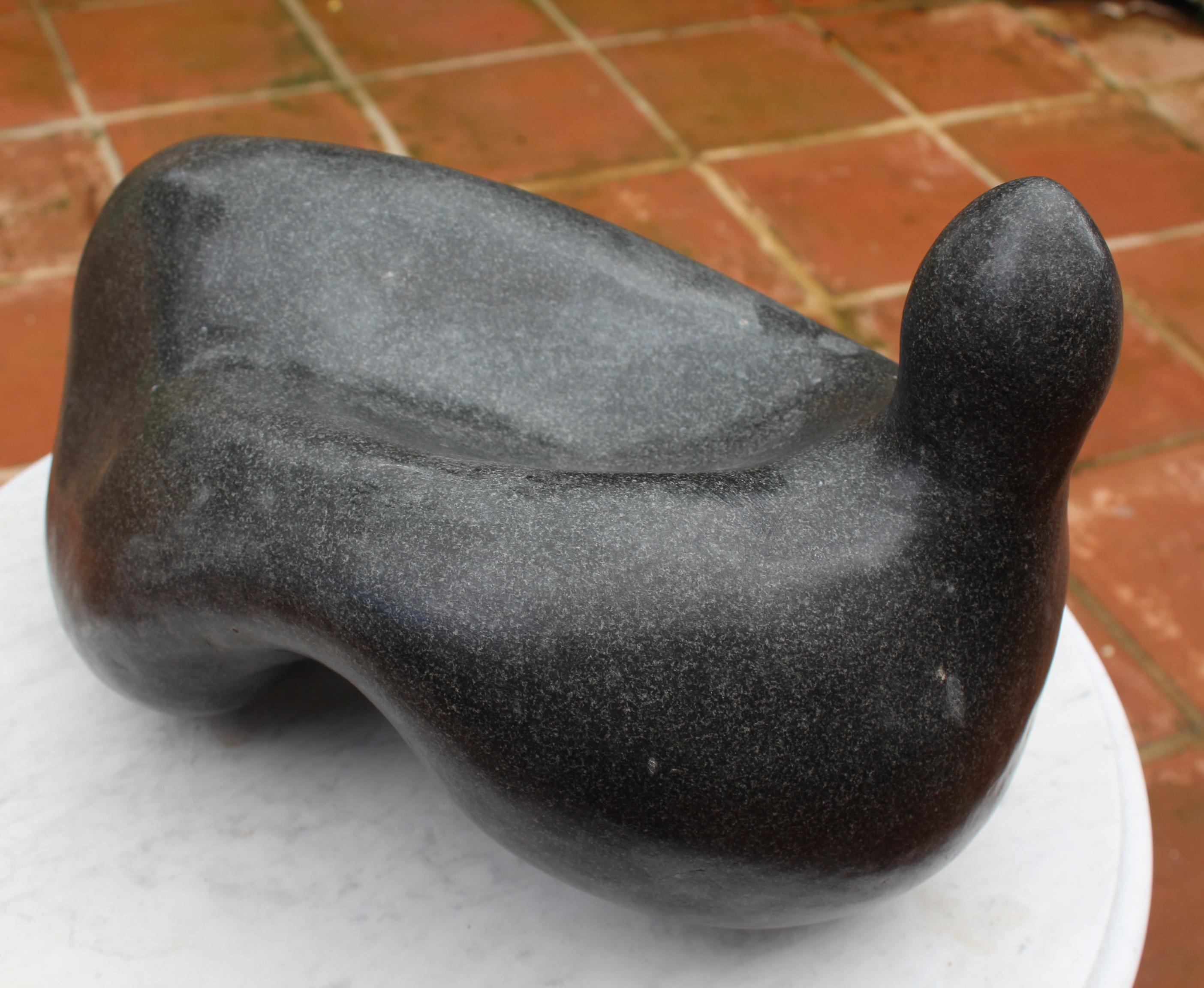 1990s Hand Carved Belgium Black Marble Modern Abstract Sculpture 3