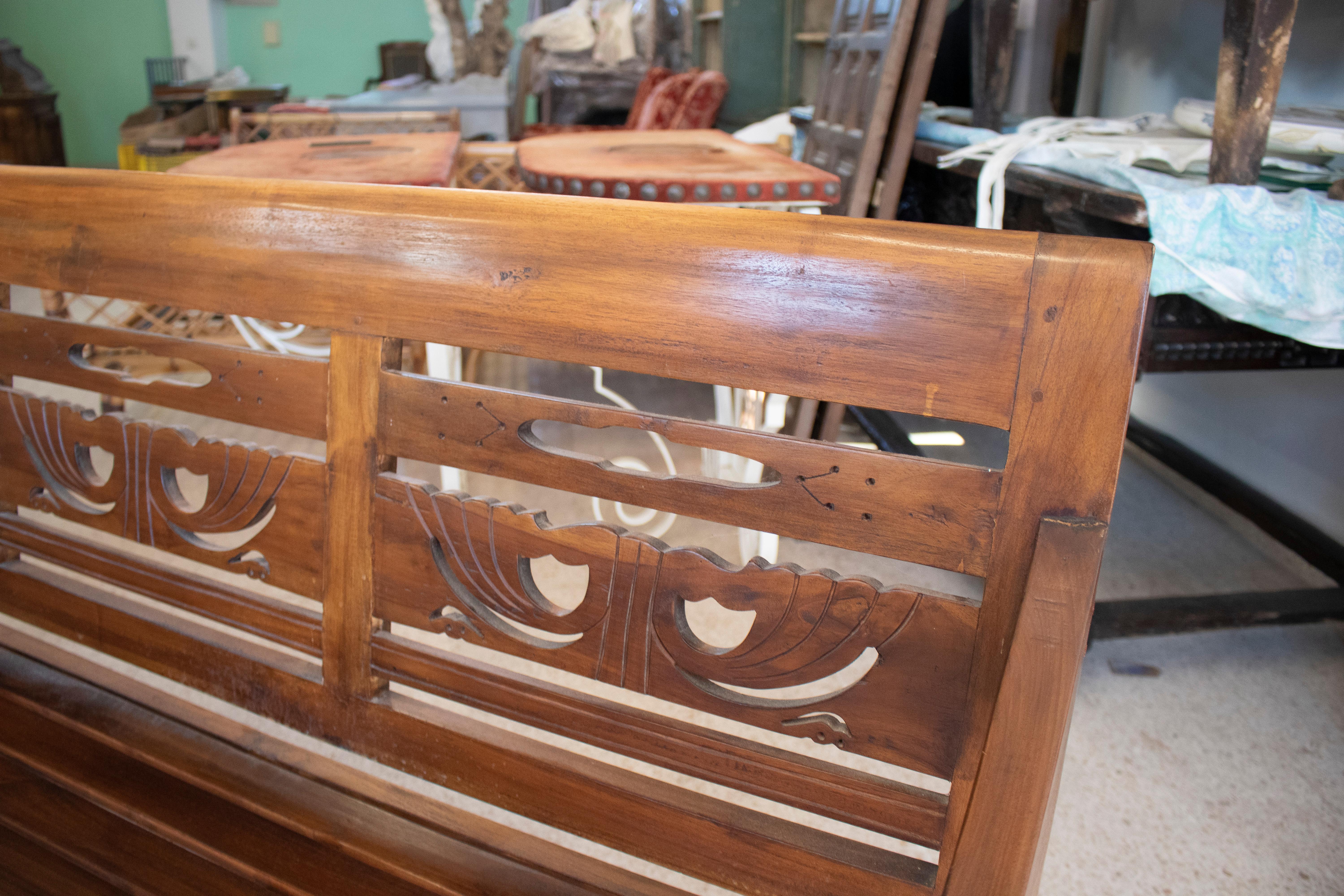 wood carved bench