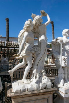 1990s Hand-Carved Marble Large Sculpture “The Rape of Daphne”