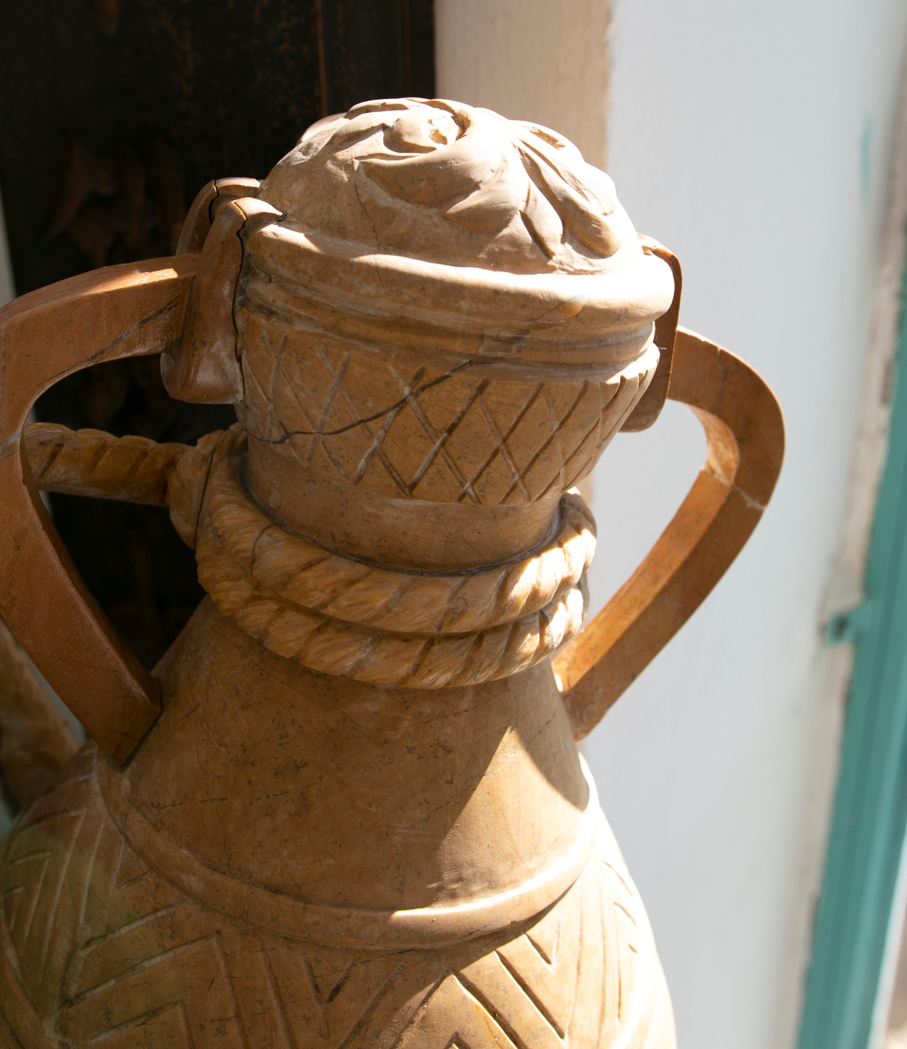 1990s Hand Carved Onyx and Marble Sculpture of a Water-Carrier Character For Sale 6