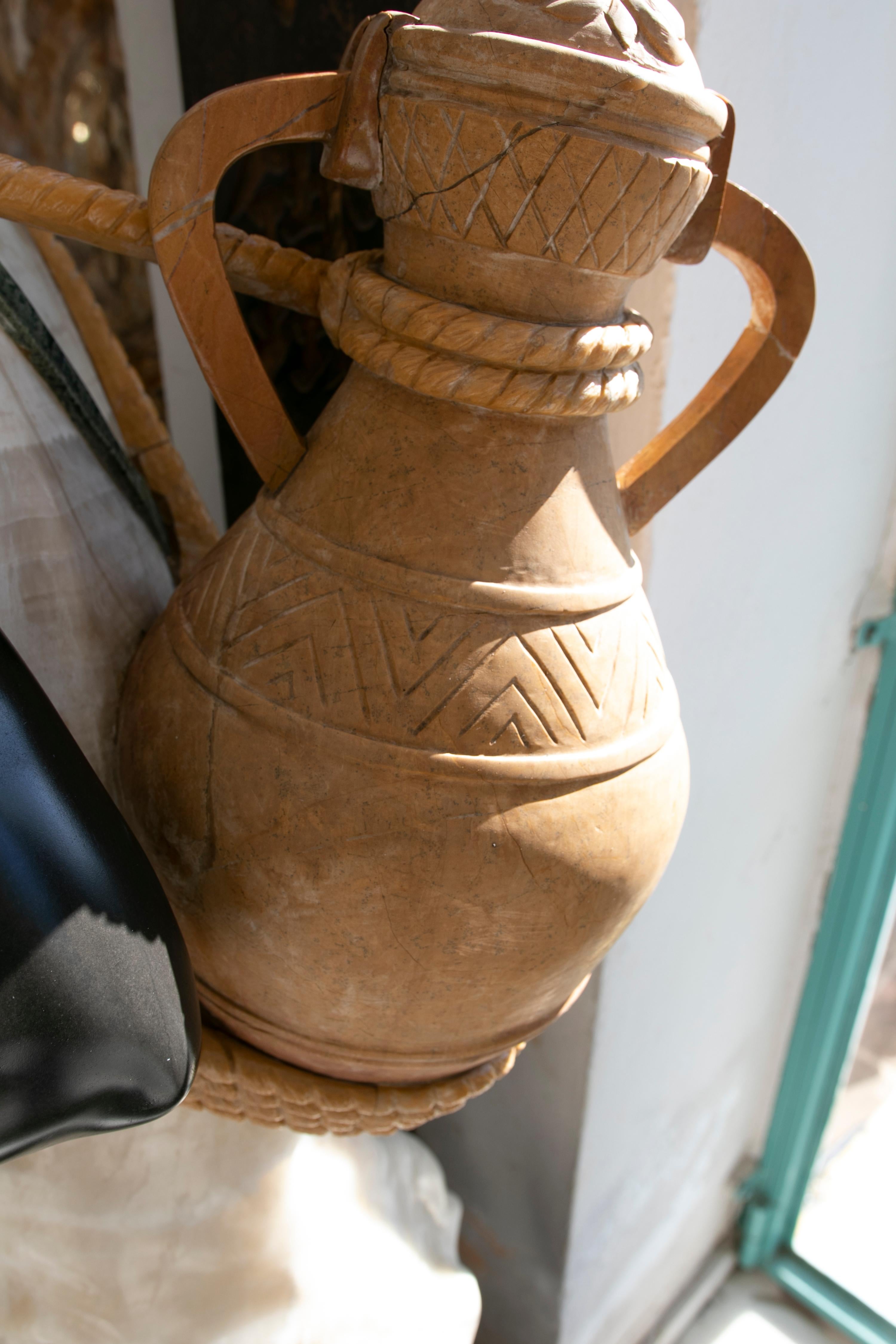 1990s Hand Carved Onyx and Marble Sculpture of a Water-Carrier Character For Sale 7