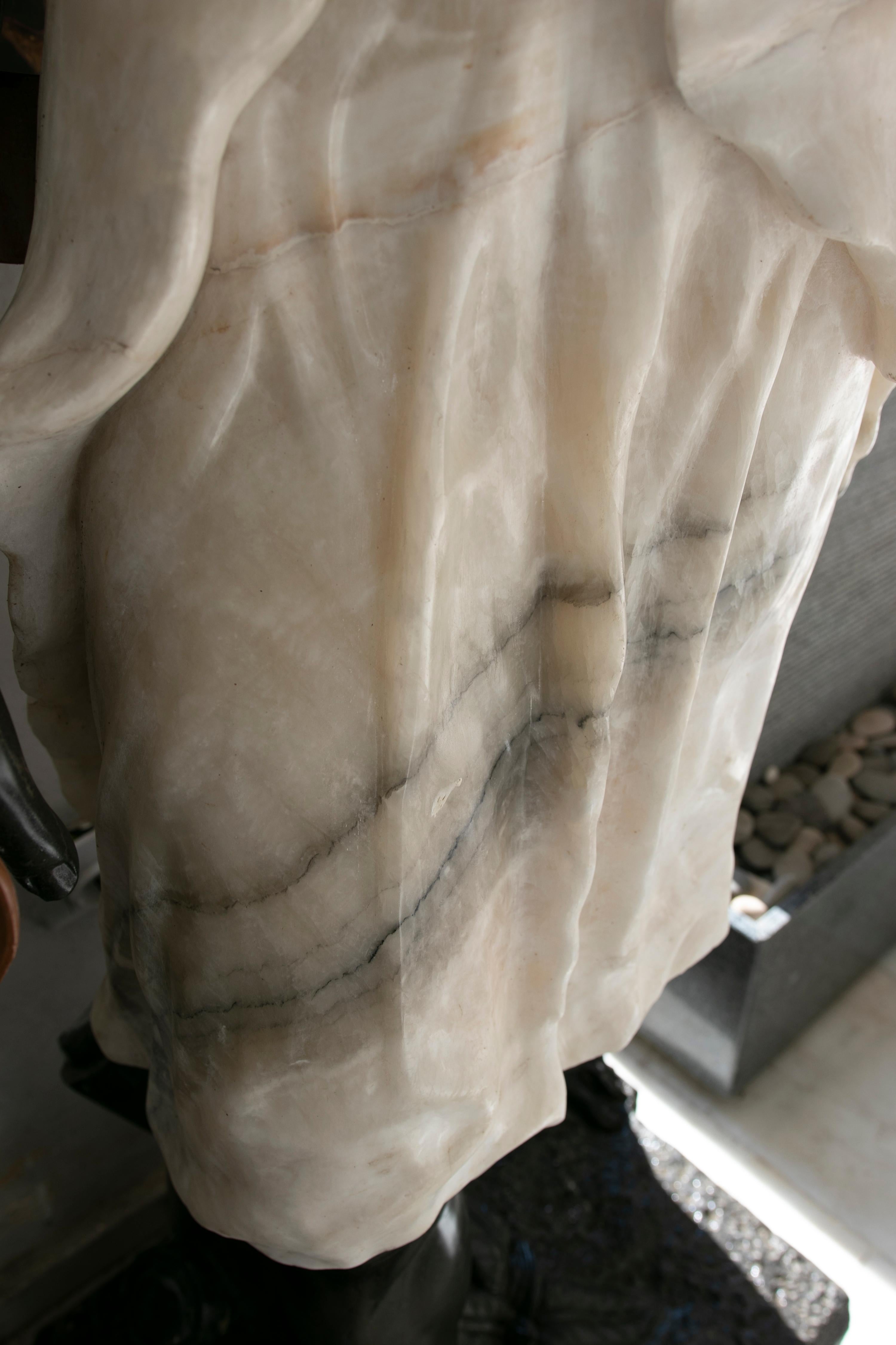 1990s Hand Carved Onyx and Marble Sculpture of a Water-Carrier Character For Sale 12