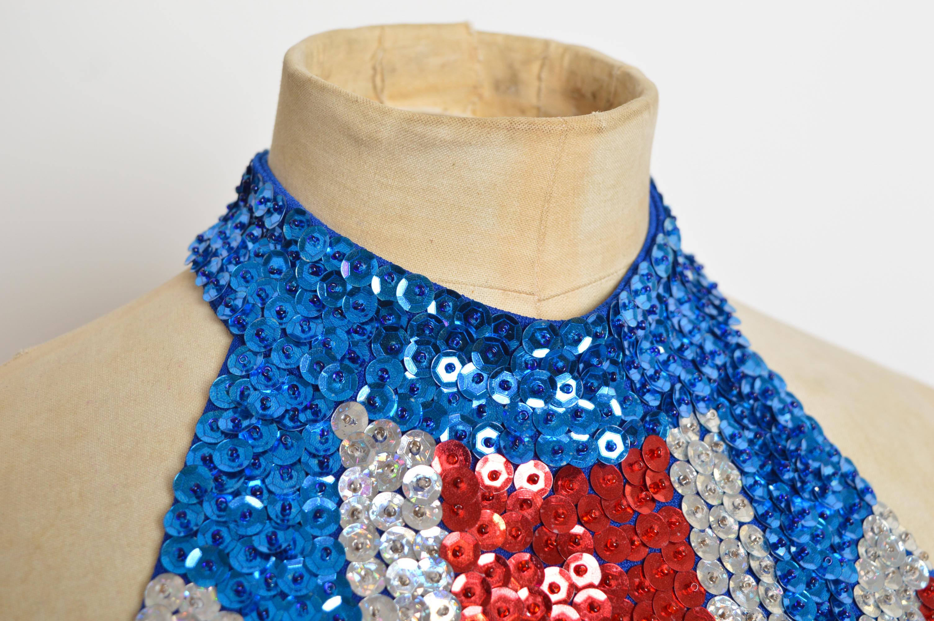 De las mujeres 1990's Hand Made Vintage Union Jack Inglaterra Bandera Lentejuelas Cuello halter - Crop Top en venta