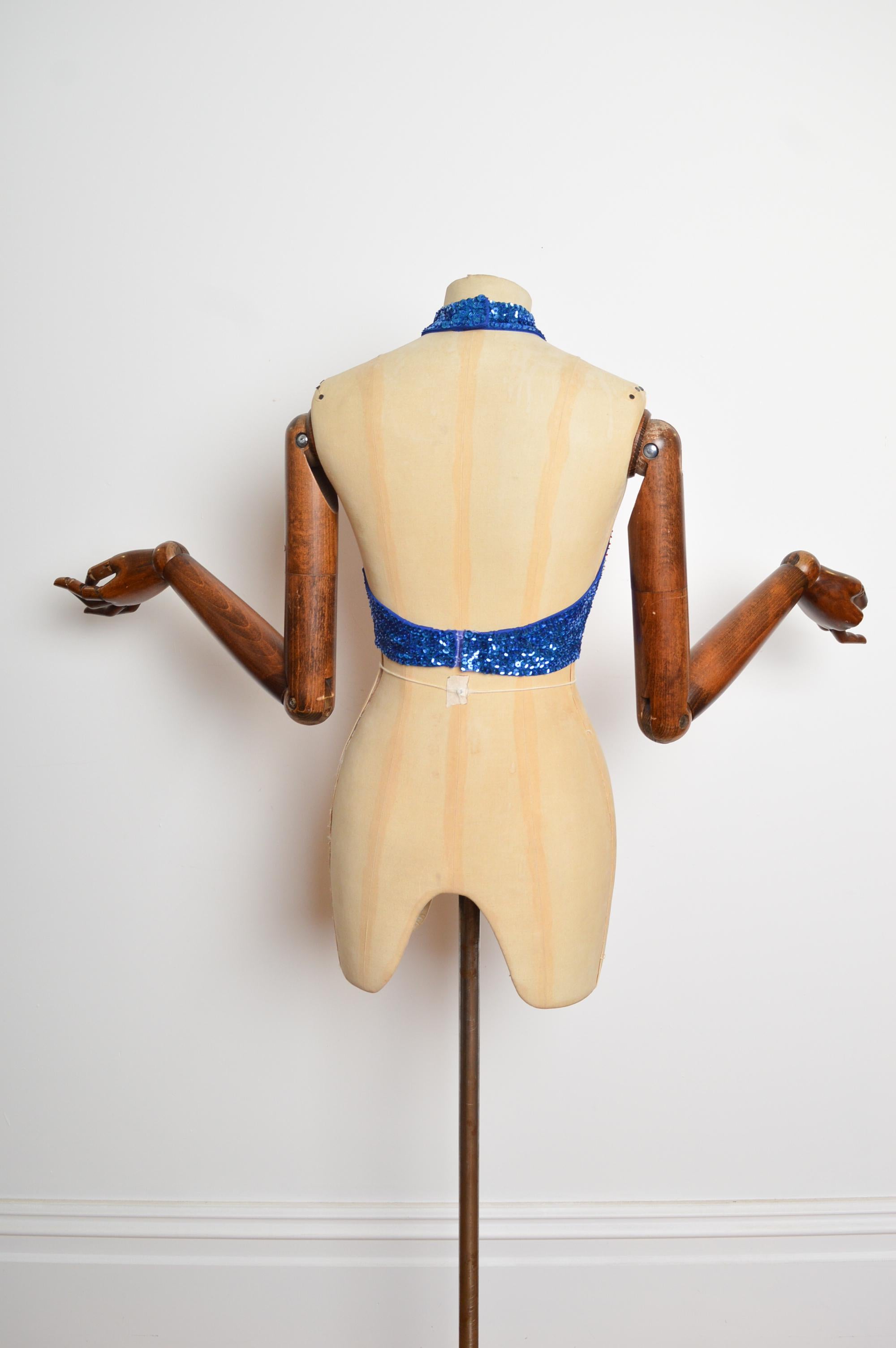 1990's Hand Made Vintage Union Jack Inglaterra Bandera Lentejuelas Cuello halter - Crop Top en venta 3