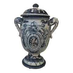 1990s Hand-Painted SV Ruta Ceramic Urn, Italian Decorative Art Pottery