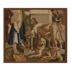 1990s Hand-Woven Wool Dogs Tapestry After Jacob Jordaens, 18th Century Style