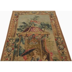 Hand-Woven Wool Tapestry 'The Empress' Tea' Chinoiserie, 1990s