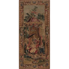 1990s Hand-Woven Wool The Empress' Tea Chinoiserie Tapestry