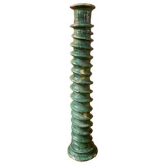 Used 1990s Handcrafted Moroccan Green Candlestick with Rustic Enamel