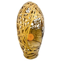 Unique 1990's Modern Handcrafted Sculptural Bentwood Steel Frame Egg Chair