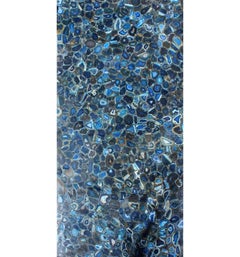 1990s Handmade Blue Agate Semi-Precious Stone Table Top