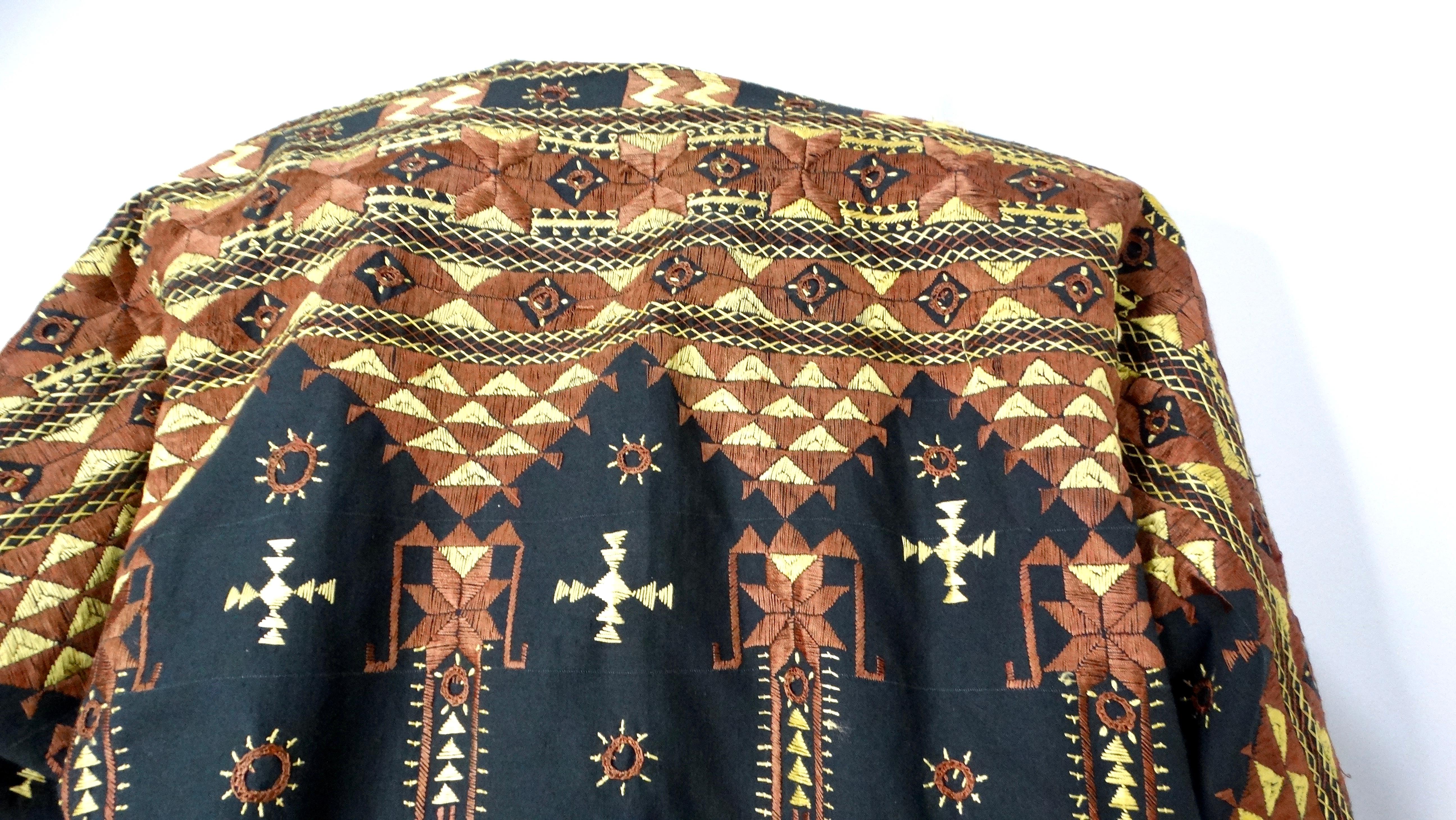 1990 Handmade Guatemalan Artisan Reversible Printed Jacket (veste imprimée réversible) en vente 5