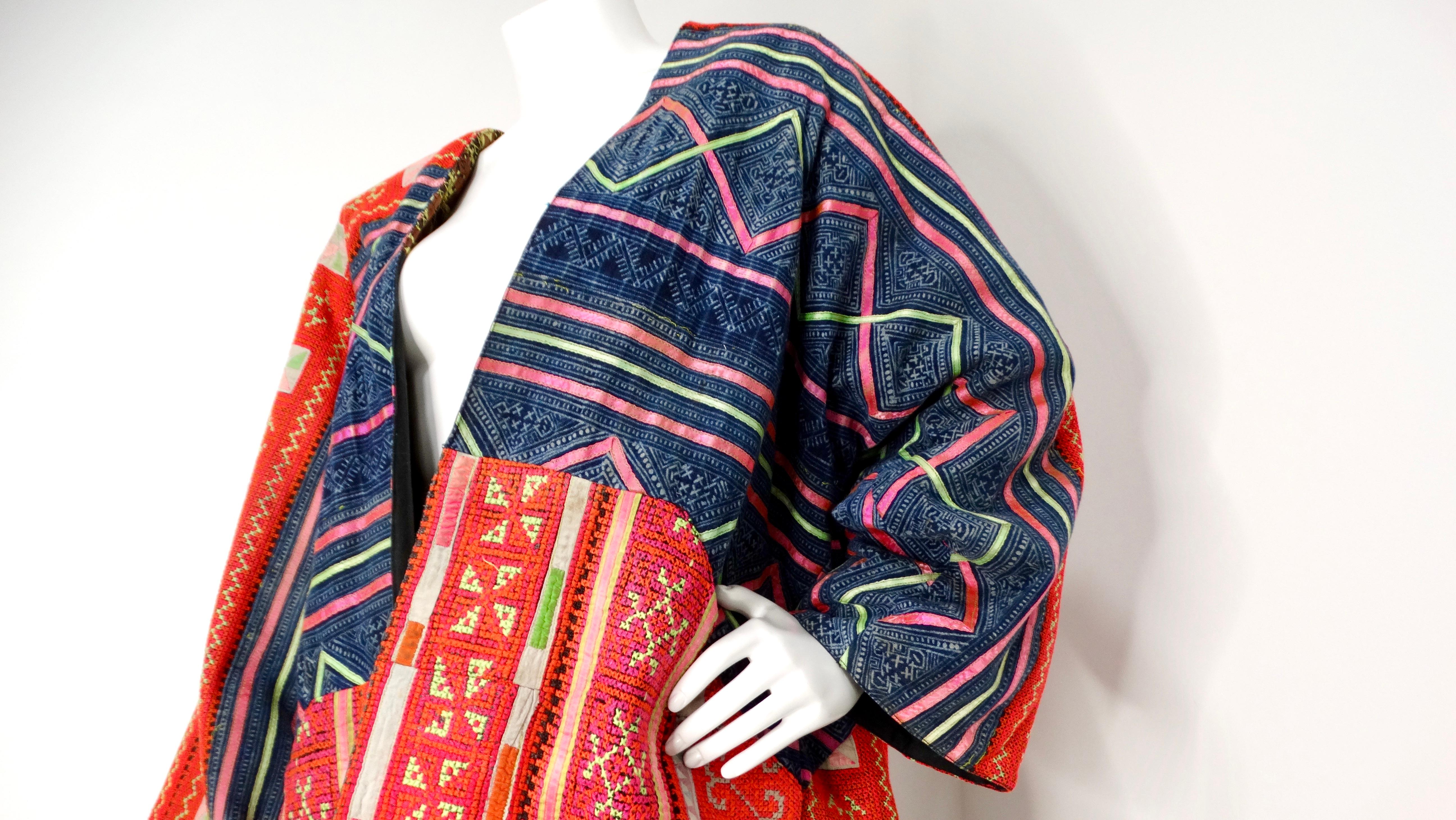 Rouge 1990 Handmade Guatemalan Artisan Reversible Printed Jacket (veste imprimée réversible) en vente