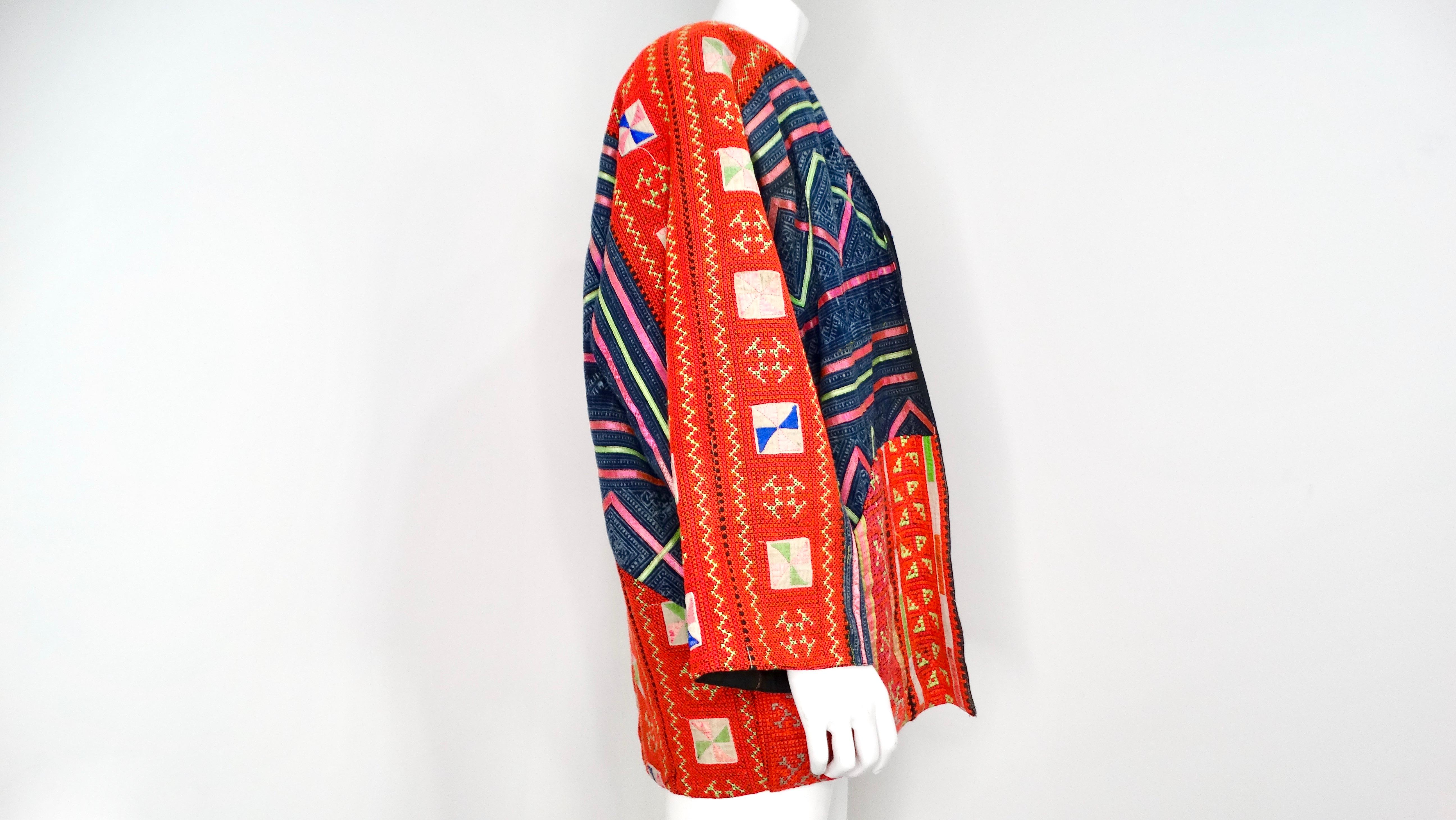1990 Handmade Guatemalan Artisan Reversible Printed Jacket (veste imprimée réversible) en vente 2