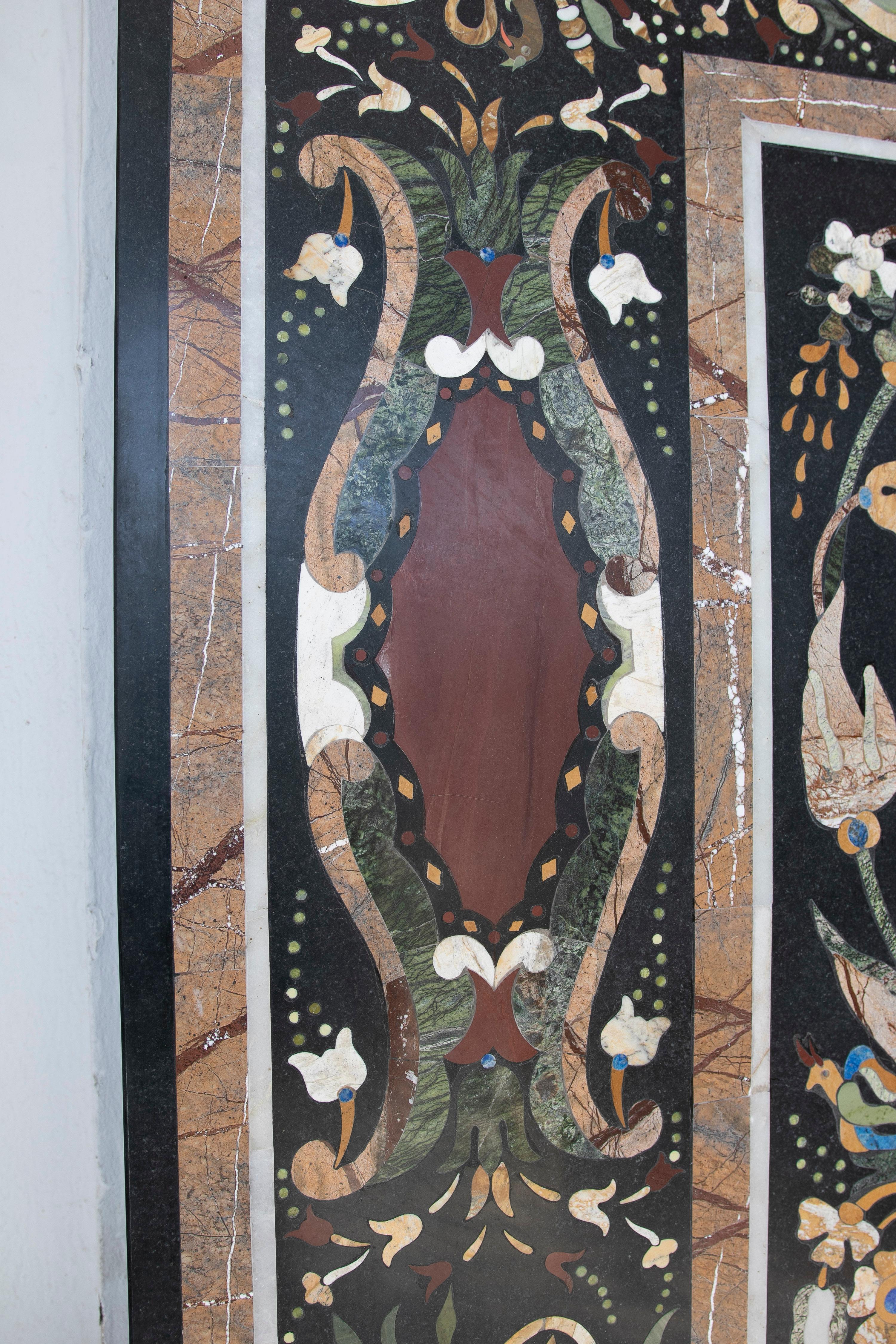 1990s Handmade Pietra Dura Mosaic Inlay Marble Table Top For Sale 5