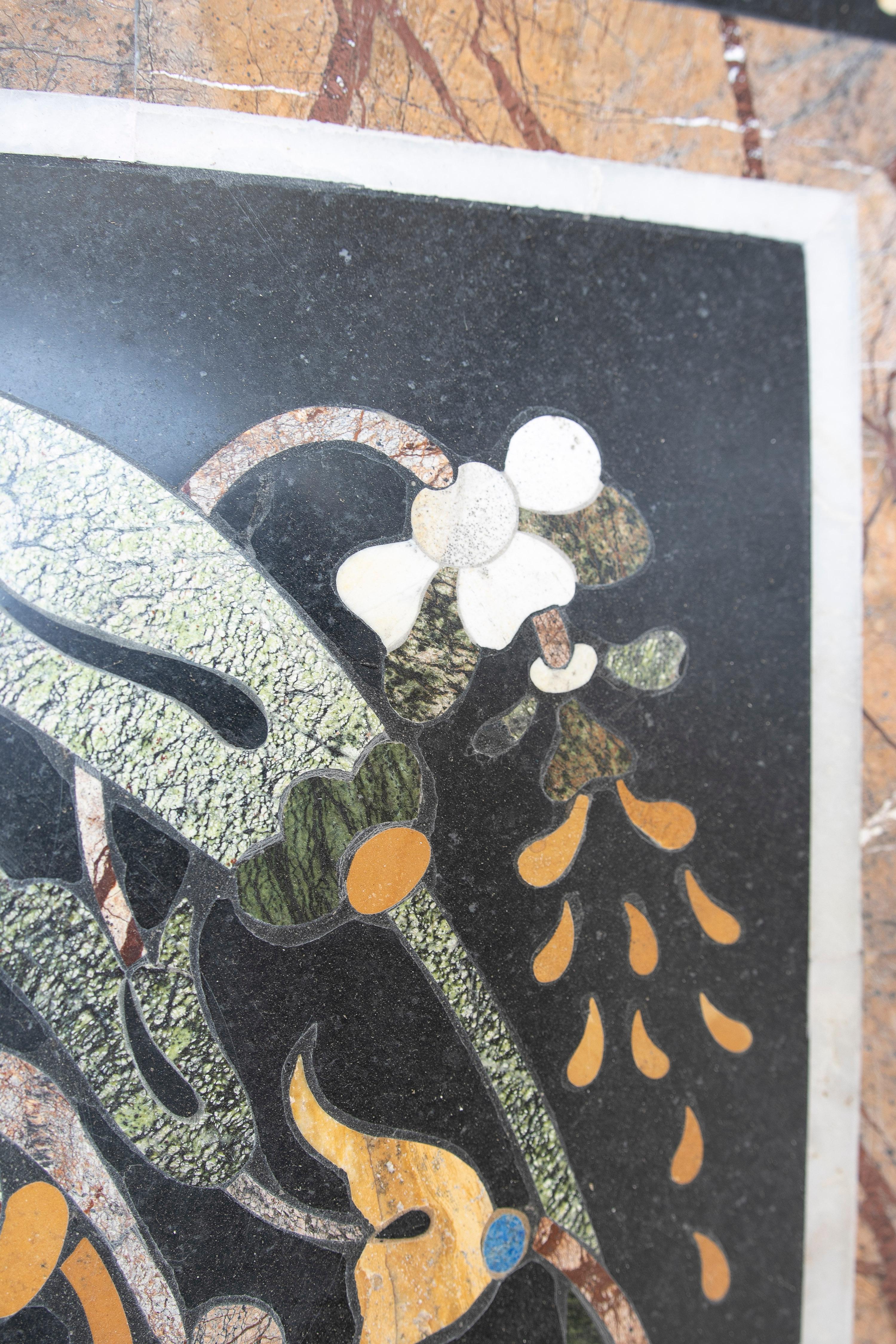 1990er Jahre Handgefertigte Pietra Dura Mosaik-Intarsien-Marmor-Tischplatte 1990er Jahre im Angebot 14