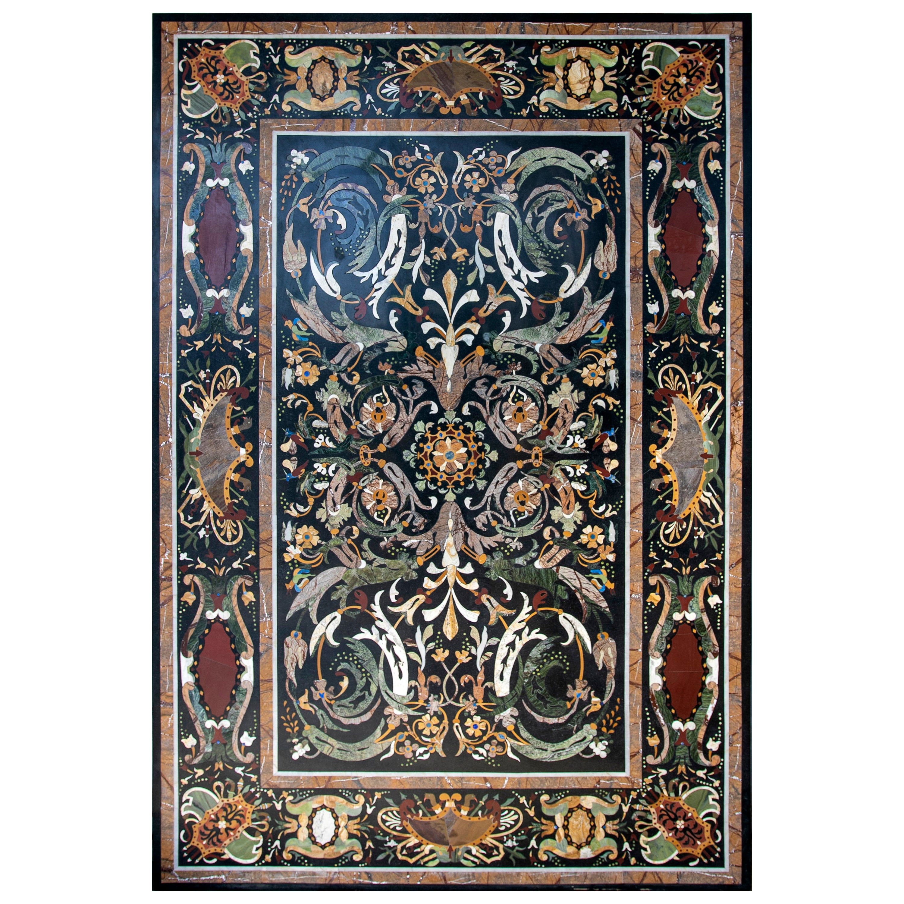 1990s Handmade Pietra Dura Mosaic Inlay Marble Table Top