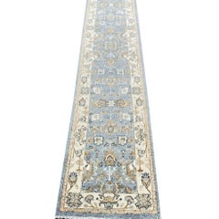 1990s Handwoven Pakistani Style Runner Rug, Traditional Geometric Rug, 3' x 22"