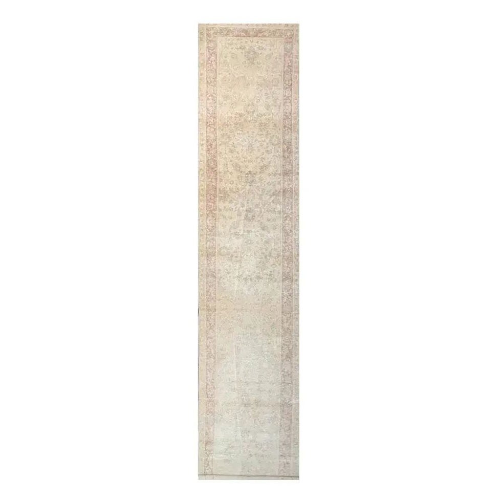 1990s Handwoven Persian Mahal Style Runner Rug, Traditional Floral Rug, 3' x 18'