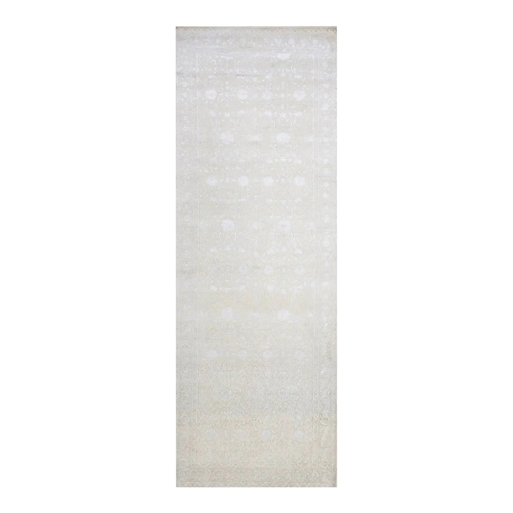 1990s Handwoven Persian Tabriz Transitional Runner Rug, Floral Design, 4'2"x12' For Sale