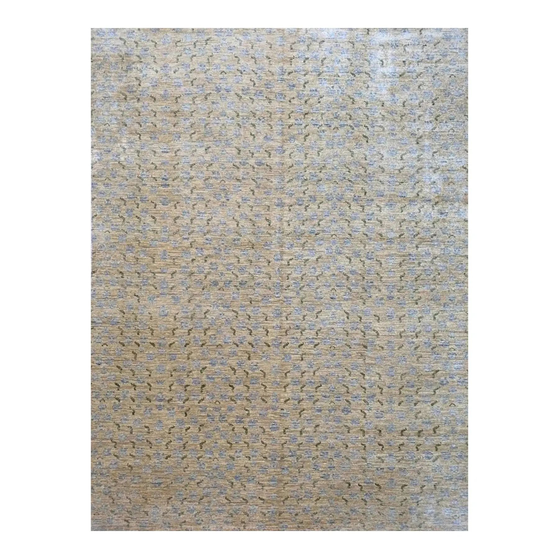1990s Handwoven Transitional Oushak Wool Area Rug, Soft Floral Design Rug 10x14 For Sale