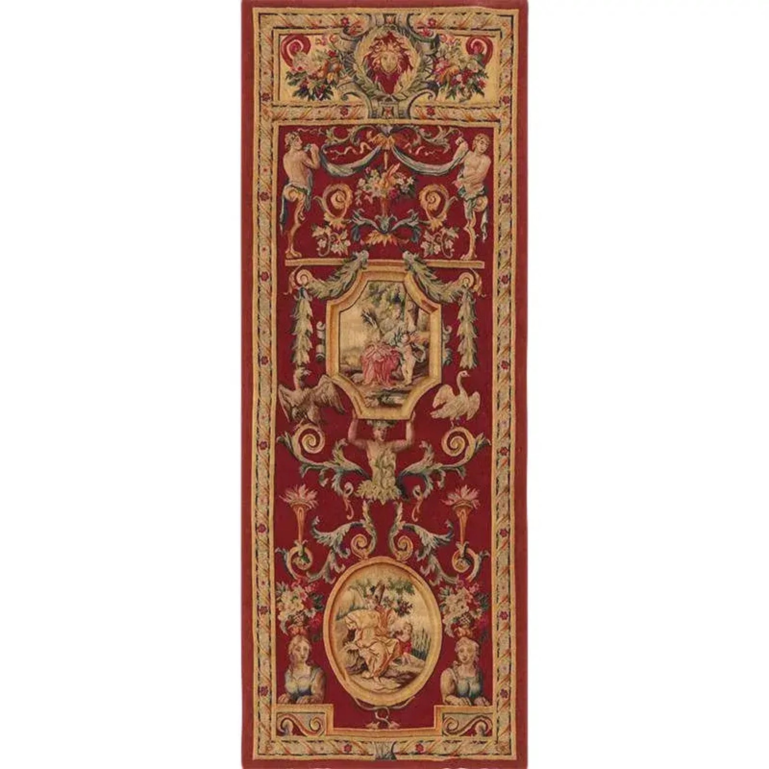 1990s Handwoven Wool Tapestry Panel 17th Century Portrait For Sale