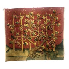 Handwoven Wool Tree of Life Tapestry Fragment, European Design, 1990s