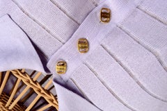 1990er Head Line Lavendel gestreiftes Strick-Polo